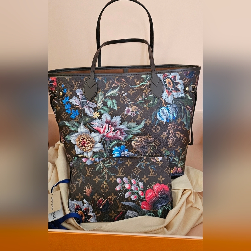 Louis Vuitton Garden Neverfull MM Monogram Giant Flower Bag & Pouch Eden Limited